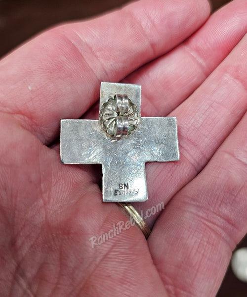 Vintage Sterling & Lapis Cross Post Earrings #6010