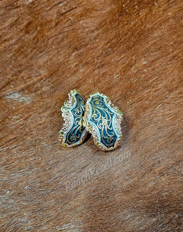 Vintage Mixed Metal Half Hoop Post Earrings #6009