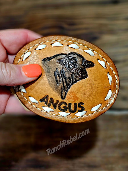 Vintage Angus Leather Belt Buckle #6130