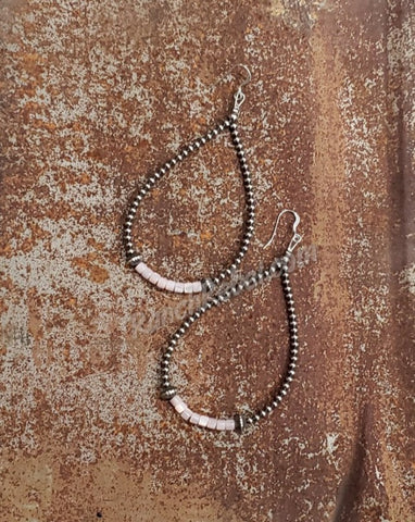 Pink Shell & Navajo Pearl Earrings #5083