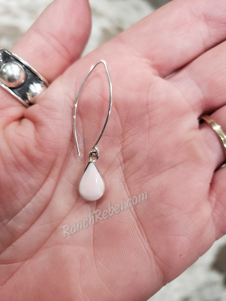 Pink Shell & Sterling Drop Earrings #5142