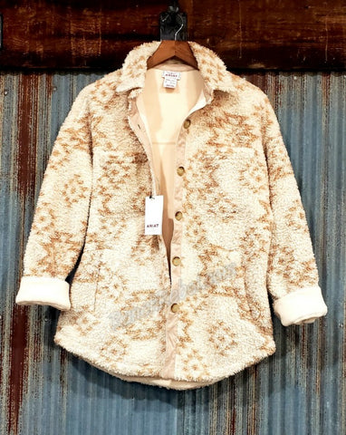 Ariat Sherpa Shacket in Natural Southwest Print #5186