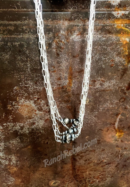 Silver Chain Navajo Pearl Necklace #5257