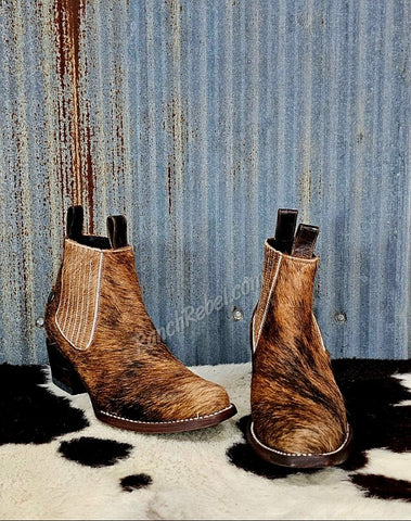 Aurora Brindle Cowhide Booties #5421