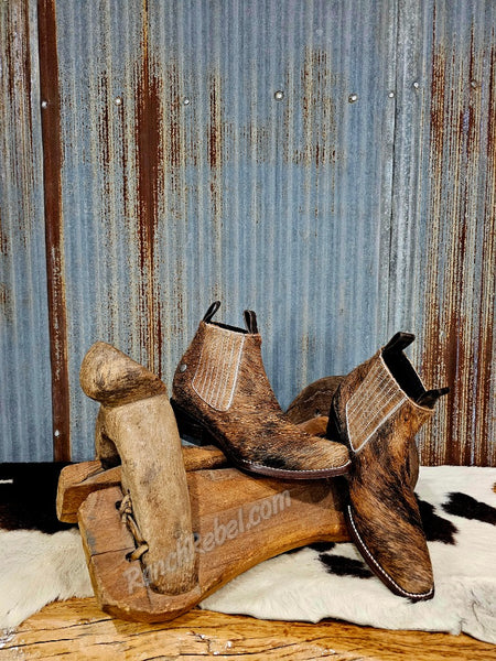 Aurora Brindle Cowhide Booties #5421