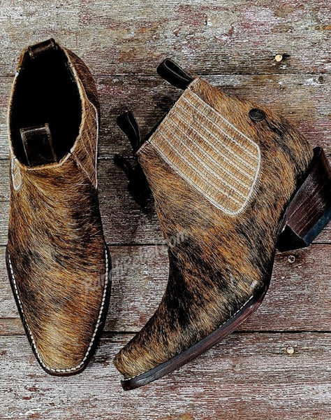 Aurora Brindle Cowhide Booties #5421