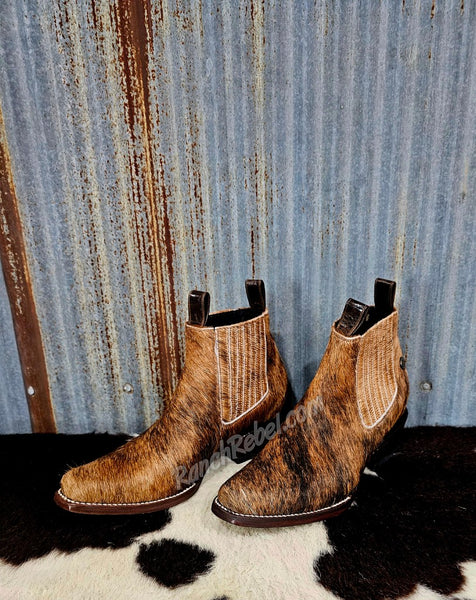 Aurora Brindle Cowhide Booties #5421