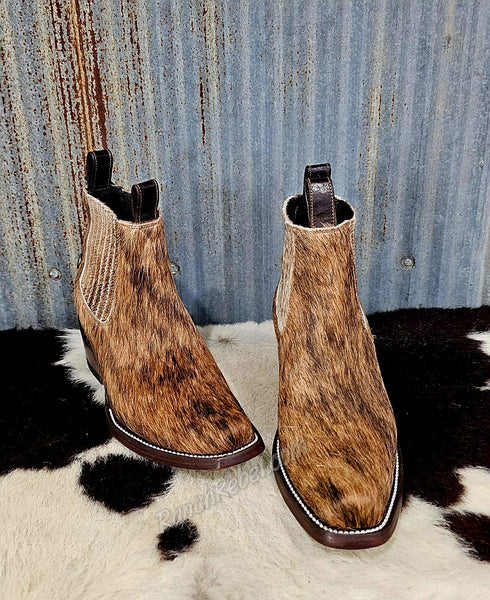 Aurora Brindle Cowhide Booties #5421