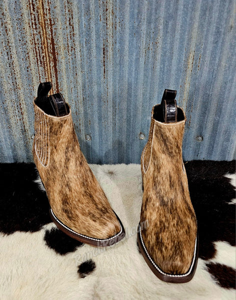 Aurora Brindle Cowhide Booties #5421