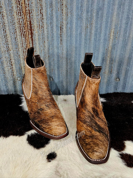 Aurora Brindle Cowhide Booties #5421