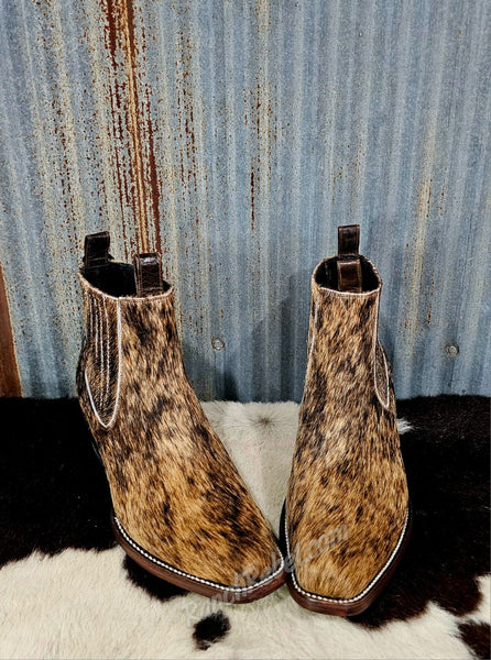 Aurora Brindle Cowhide Booties #5421