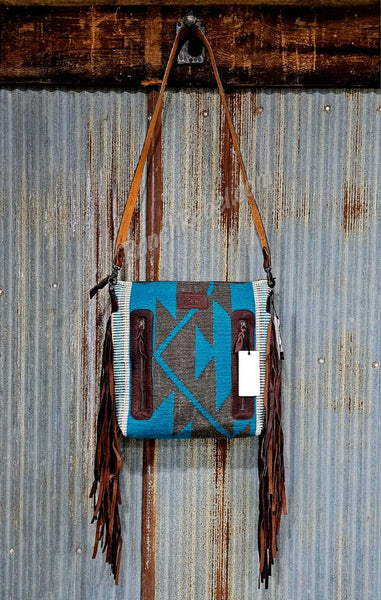 Turquoise & Gray Saddle Blanket Bag #5441