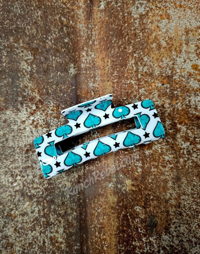 Turquoise Spade Hair Clip #5448