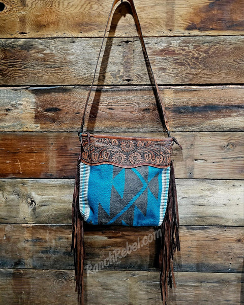 Turquoise & Gray Saddle Blanket Bag #5441