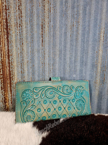 Turquoise Leather Wallet #5546