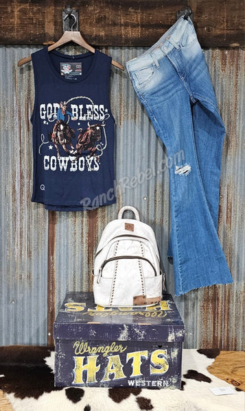 Rodeo Quincy God Bless Cowboys Tank #5551