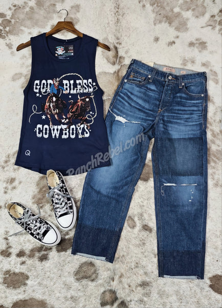 Rodeo Quincy God Bless Cowboys Tank #5551