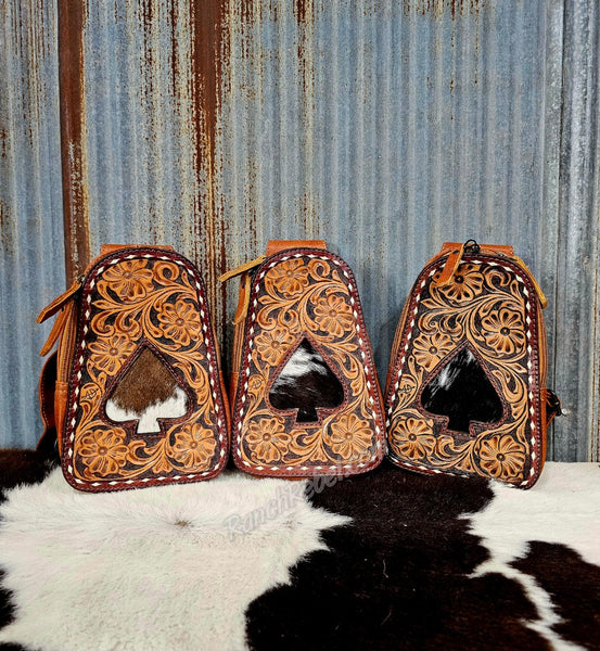 Cowhide Spade Sling Bag #5556