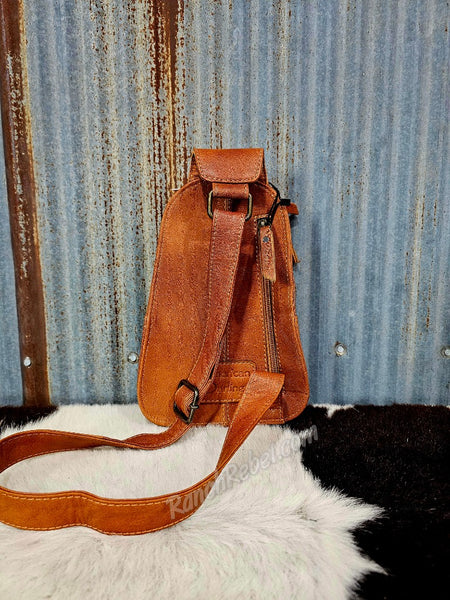 Cowhide Spade Sling Bag #5556