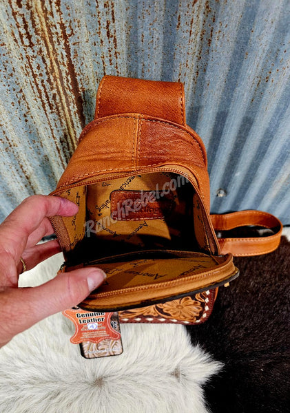 Cowhide Spade Sling Bag #5556