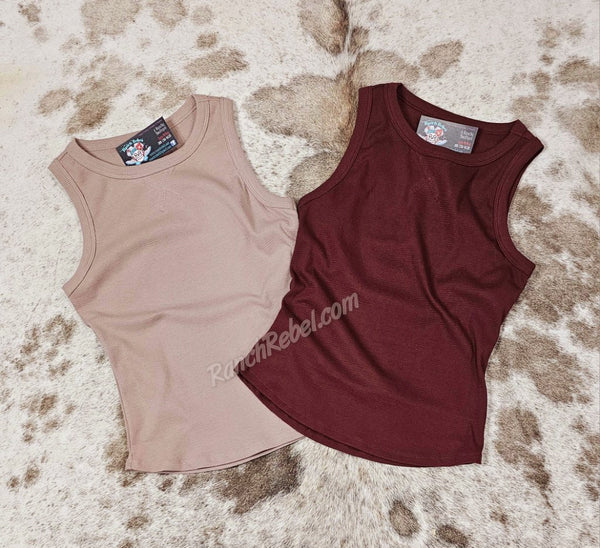 Waffle Knit Tank in Light Mocha #5560