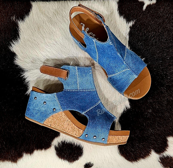 Lala Denim Wedge Sandal #5568