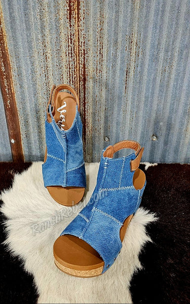 Lala Denim Wedge Sandal #5568