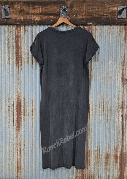 Longhorn Bootstitch Tee Shirt Dress in Black #5574