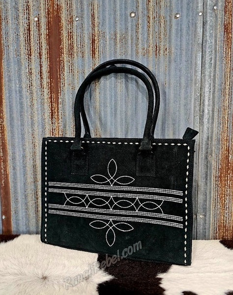 Boot Stitch Tote in Black #5592