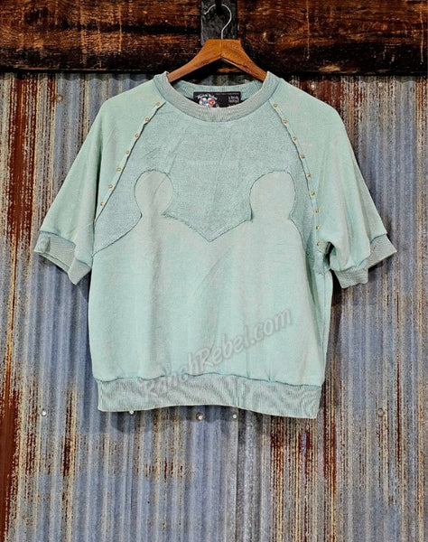 Studded Western Yoke Top in Mint #5586