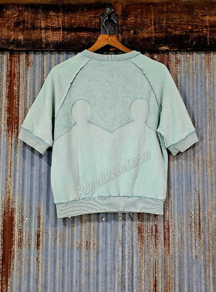 Studded Western Yoke Top in Mint #5586