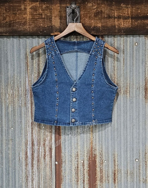 Studded Denim Vest #5605