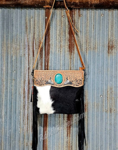 Cowhide & Turquoise Purse #5617