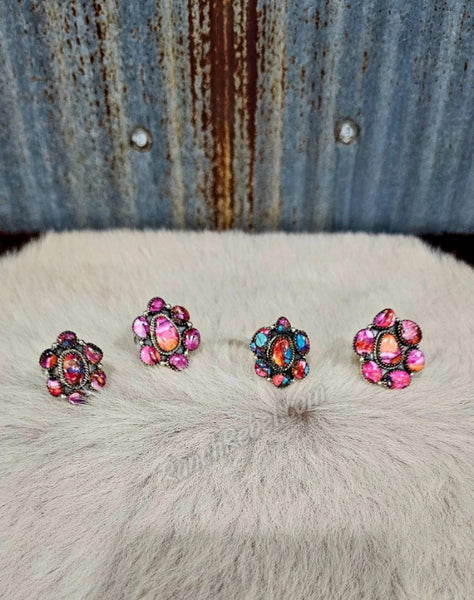 Pink Dhalia Adjustable Rings #5627