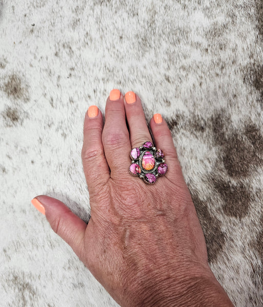 Pink Dhalia Adjustable Rings #5627