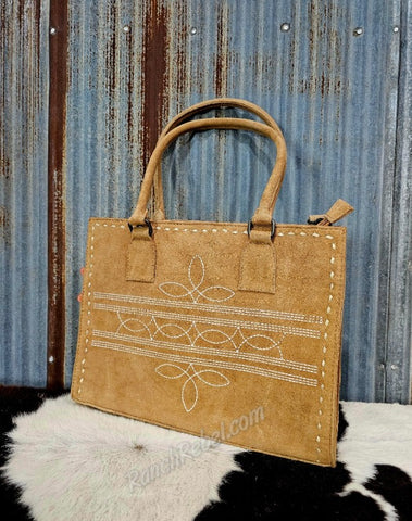 Boot Stitch Tote in Tan #5666