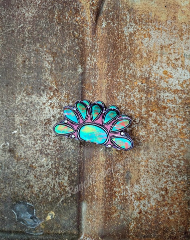 Turquoise Stone Printed Claw Clip #5706