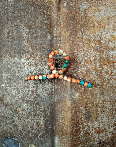 Orange & Turquoise Mix Natural Stone Hair Clip #5725