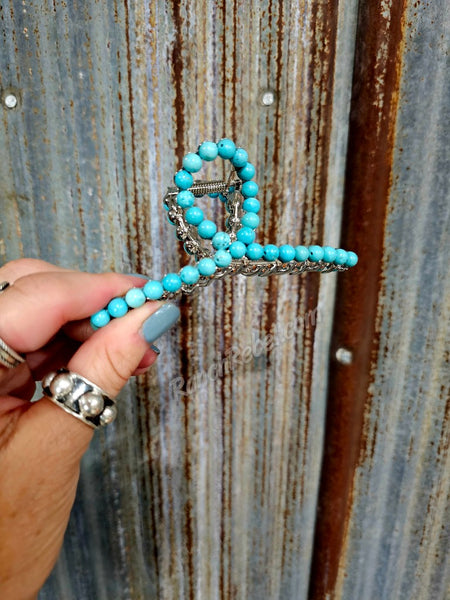 Turquoise Natural Stone Hair Clip #5727