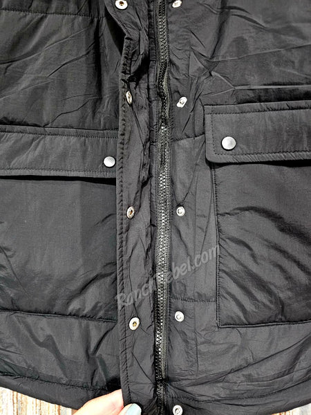 Reversible Puffer Vest in Black/Latte #5745