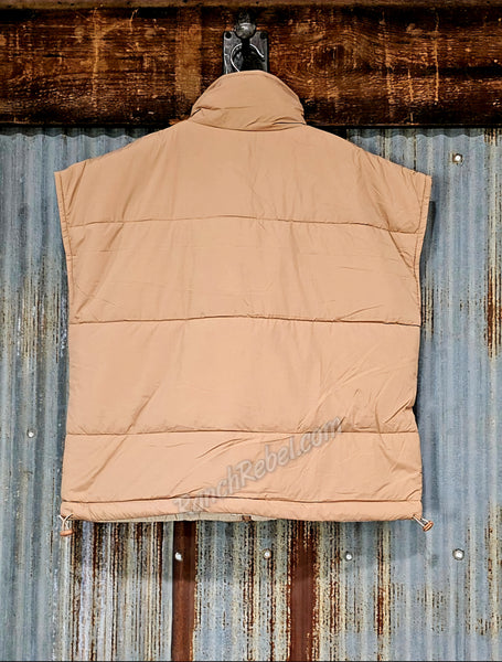 Reversible Puffer Vest in Tan/Latte #5744