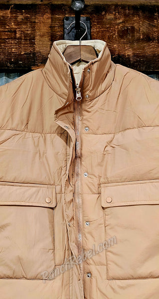 Reversible Puffer Vest in Tan/Latte #5744