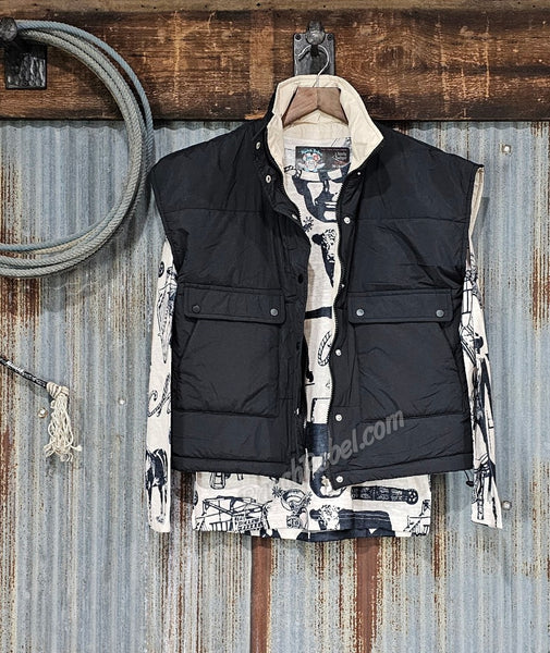 Reversible Puffer Vest in Black/Latte #5745