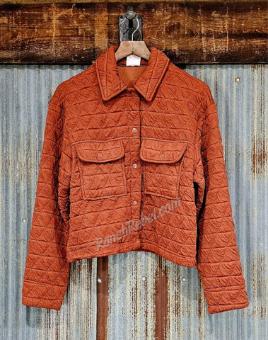 Quilted Knit Jacket in Vintage Brick #5756