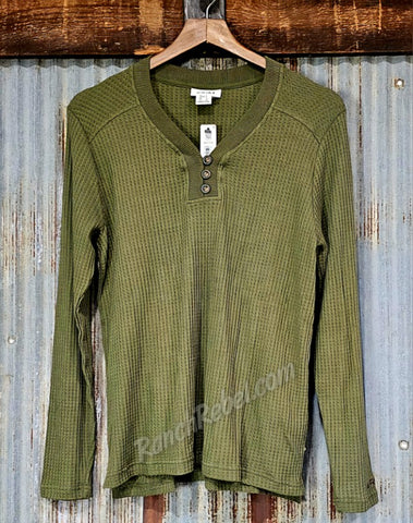 Ariat Harper Waffle Knit Henley in Burnt Olive #5780