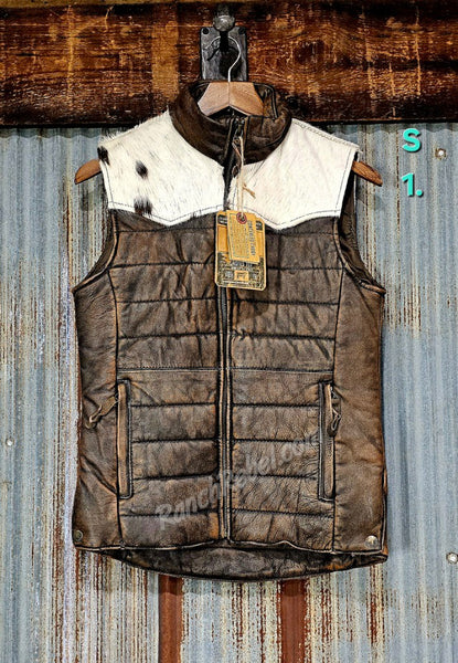 STS Adalyn Leather & Cowhide Vest in Tobacco Brown #5801