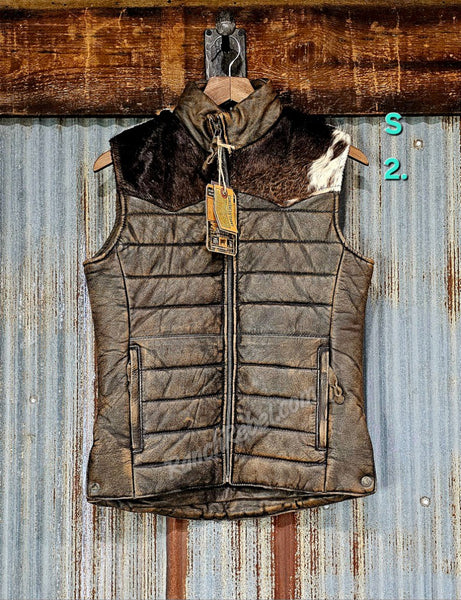 STS Adalyn Leather & Cowhide Vest in Tobacco Brown #5801