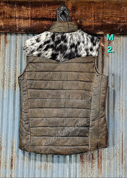 STS Adalyn Leather & Cowhide Vest in Tobacco Brown #5801