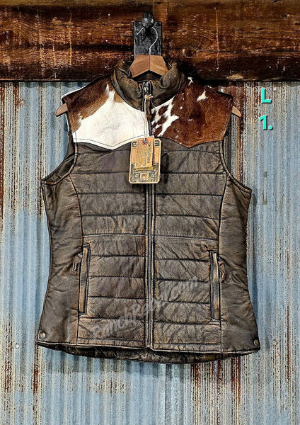 STS Adalyn Leather & Cowhide Vest in Tobacco Brown #5801