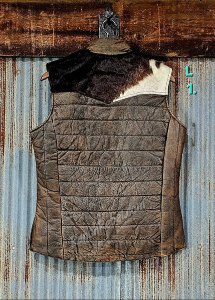 STS Adalyn Leather & Cowhide Vest in Tobacco Brown #5801